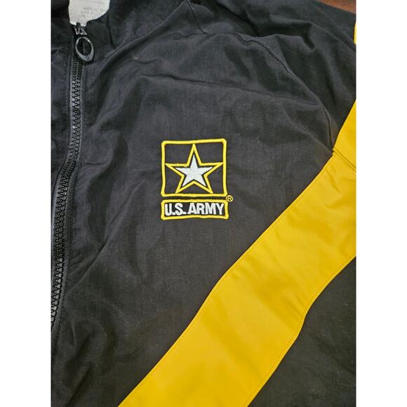 Army Windbreaker APFU Jacket Unisex Black Yellow Full Zip 100% Nylon Size Small - Picture 2 of 6